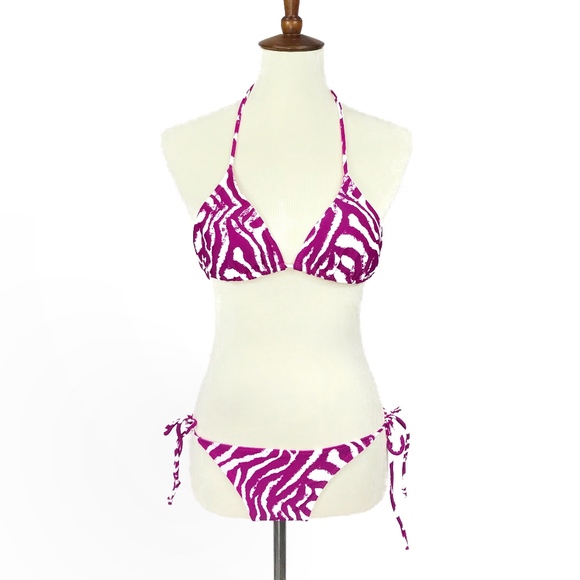 Ingear Purple and White Zebra Print String Bikini - Picture 1 of 8